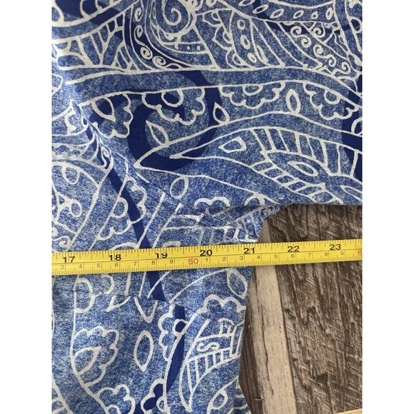 Chico's 100% Linen Shirt Size XL Blue Paisley Print Button Up 3/4 Sleeve - Picture 4 of 7